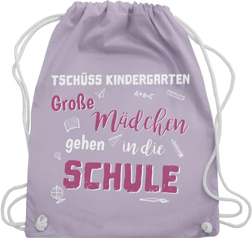 Turnbeutel Rucksack - Schulanfang & Einschulung Geschenk - Tschüss Kindergarten Große Mädchen - Unisize - Pastell Lila - abschlussgeschenke maedchen schulkinder kita abschied sportbeutel groß von Shirtracer