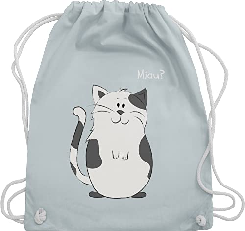 Shirtracer Turnbeutel Rucksack - Tiermotiv Animal Print - lustige Katze - Unisize - Pastell Blau - tiere tier katzen tasche mit tieren tiermotive kinder meow beuteltasche beutel tiermotiven taschen von Shirtracer