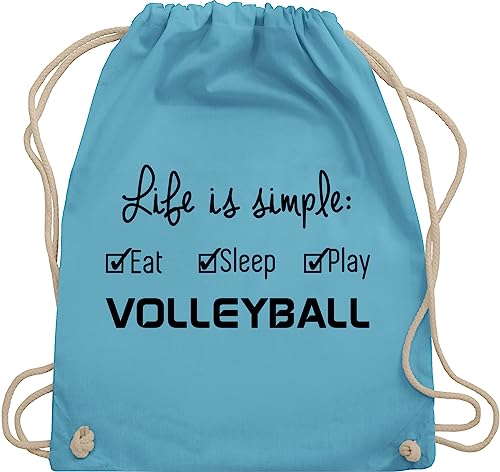 Turnbeutel Rucksack - Geschenke Zubehör - Life is simple Volleyball - Unisize - Hellblau - sport beutel beuteltasche fabric bag turnen tasche rucksäcke turnsackerl sporttasche baumwolle kinder von Shirtracer