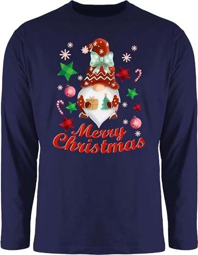 Langarmshirt Herren Langarm Shirt - Weihnachten Geschenke Christmas Bekleidung - Weihnachtlicher Wichtel - 3XL - Navy Blau - Outfit „Christmas“ Tshirt Weihnachts-Shirt weinacht von Shirtracer