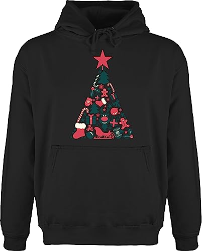 Hoodie Herren Pullover Männer - Weihnachten Geschenke Christmas Bekleidung - Weihnachtsbaum Collage - XL - Schwarz - Weihnachtspullover Hoody Baumwolle weihnachtsmotiven weihnachtdpulli von Shirtracer