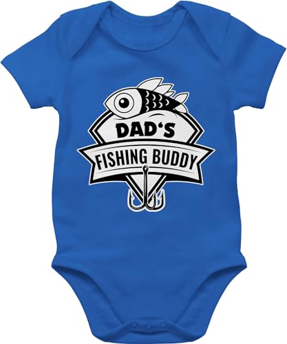 Baby Body Junge Mädchen - Geschenk zum Vatertag - Dad's fishing Buddy - 6/12 Monate - Royalblau - strampler fathers papas angler bz10 vater und angeln geschenke+für+werdende+väter papatag angel von Shirtracer