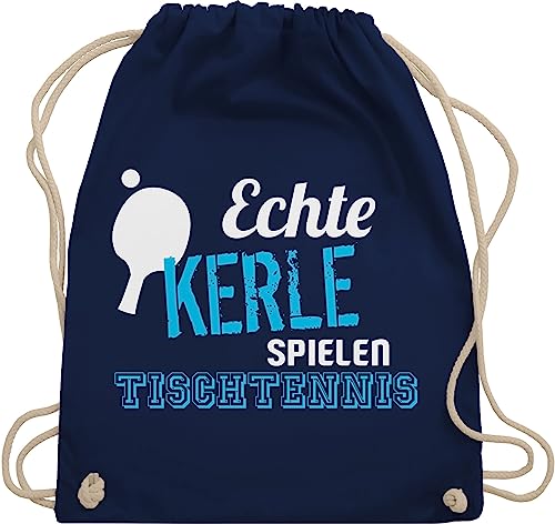 Shirtracer Turnbeutel Rucksack - Echte Kerle spielen Tischtennis - Unisize - Navy Blau - sportbeutel groß beutel stoff gym bag baumwolle kinder kordel baumwoll stoffbeutel als mit von Shirtracer