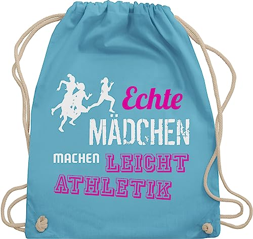 Turnbeutel Rucksack - Echte Mädchen machen Leichtathletik - Unisize - Hellblau - sportrucksack mit schnur turntasche turnbeutel: gym beutel taschen sporttaschen sportsack baumwollbeutel von Shirtracer