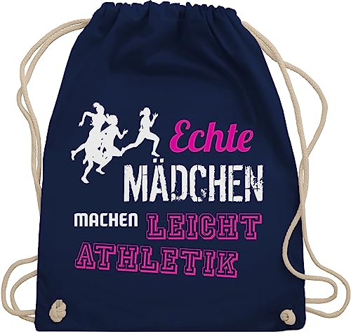 Turnbeutel Rucksack - Echte Mädchen machen Leichtathletik - Unisize - Navy Blau - turn beutel kinderturnbeutel baumwollbeutel tasche bag bags taschen sporttasche sportrucksack sporttaschen turnsack von Shirtracer