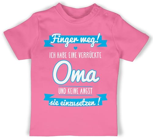 Baby T-Shirt Mädchen Jungen - Sprüche - Ich Habe eine verrückte Oma blau - 18/24 Monate - Pink - Tshirt mit sprüchen Shirt für babysachen t Oberteil Shirts Babykleidung babygeschenke lustig von Shirtracer