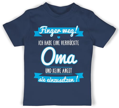 Baby T-Shirt Mädchen Jungen - Sprüche - Ich Habe eine verrückte Oma blau - 18/24 Monate - Navy Blau - babysachen mit sprüchen omi t- Shirt lustige für !ich Tshirt Drauf ganz Shirts Oberteile von Shirtracer