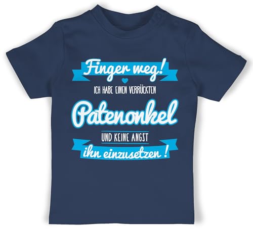 Baby T-Shirt Mädchen Jungen - Verrückten Patenonkel Geschenk von Paten - 18/24 Monate - Navy Blau - Tshirt verrückter taufpate Finger Weg t- Shirt sprüche patenschaft Bekleidung für Babys von Shirtracer