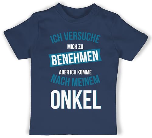 Baby T-Shirt Mädchen Jungen - Sprüche - Ich versuche Mich zu benehmen Aber ich komme nach Meinem Onkel - 18/24 Monate - Navy Blau - Babygeschenk vom babysprüche Tshirts Tshirt sprüche. Shirts von Shirtracer