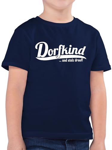 Kinder T-Shirt Jungen - Statement Sprüche - Dorfkind und stolz Drauf - 104 (3/4 Jahre) - Dunkelblau - mit Aufschrift darauf t. Shirt Tshirt sprüchen ich Bin EIN t-Shirts t aufschnitt Schrift von Shirtracer