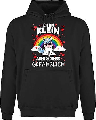 Hoodie Herren Pullover Männer - Sprüche Statement - Ich bin klein aber scheiss gefährlich mit Einhorn - 4XL - Schwarz - huddi statements einhorn, hoodys geschenke hoddies/pullies motiv pollover von Shirtracer