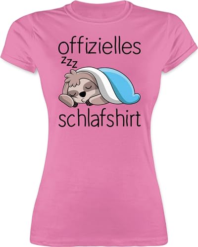 Shirt Damen - Sprüche Statement - Offizielles Schlafshirt mit Faultier - schwarz - M - Rosa - Funshirts Statements schlafshirts Tshirt für Frauen schlafen Shirts Spruch Schlaf Oberteile Kurzarm von Shirtracer