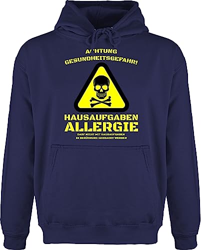 Hoodie Herren Pullover Männer - Sprüche Statement - Hausaufgaben Allergie - M - Navy Blau - witzige jungen schule gefaehrden meine gesundheit huddy für die gefährden gesundheit. kapuzenpulli von Shirtracer