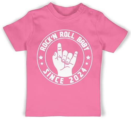 T-Shirt Mädchen Jungen - Sprüche - Rock'n Roll Baby Since 2024-3/6 Monate - Pink - t Shirt Tshirt Spruch spruche Rock'n'roll Shirts kindershirts mit lustigen sprüchen babygeschenke lustig Rock von Shirtracer