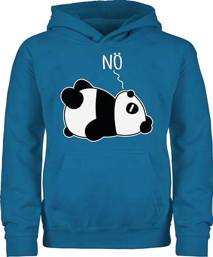 Shirtracer Kinder Hoodie Jungen Mädchen - Statement Sprüche - Nö - Panda - weiß - 128 (7/8 Jahre) - Himmelblau - Pullunder mit sprüchen kinderpullover sprüche. Pullover Kind Geschenk zur Einschulung von Shirtracer