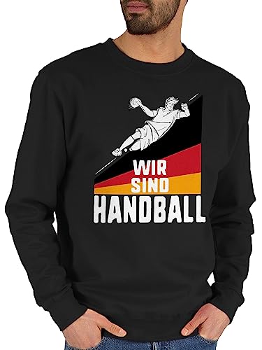 Sweater Pullover Sweatshirt Herren Damen - Handball EM 2024 Trikot Ersatz - Wir sind Handball! Deutschland - L - Schwarz - handball, halbball handballer geschenke sprüche fans wm geschenk ball 2022 von Shirtracer