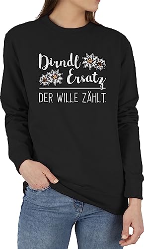 Sweater Pullover Sweatshirt Herren Damen - Kompatibel mit Oktoberfest - Dirndl Ersatz nur der Wille zählt - M - Schwarz - Bayern oktoberfestbekleidung bayerisch Munich bayrischer Abend Tracht von Shirtracer