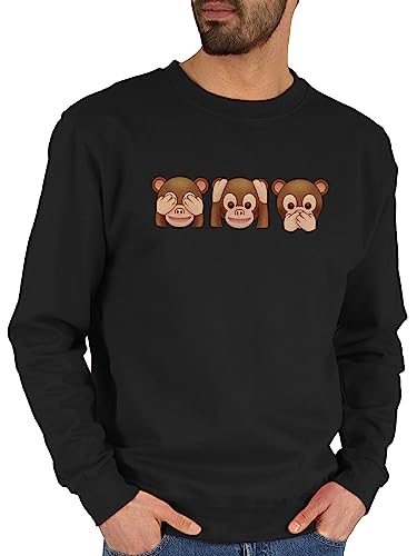 Sweater Pullover Sweatshirt Herren Damen - Manga & Comic Zubehör - Äffchen - Nix sehen, nix hören, Nichts Sagen - XXL - Schwarz - sprüche Statement mit Spruch DREI äffchen Pulli affen AFFE von Shirtracer