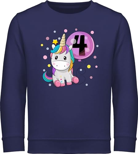 Shirtracer Sweatshirt Kinder Pullover für Jungen - 4. - Einhorn 4 Geburtstag Mädchen Kindergeburtstag 4 Jahre - 116 (5/6 Jahre) - Navy Blau - Vier Pulli Geburtstags Birthday b-Day Zahl Geb Year Happy von Shirtracer