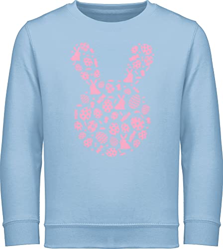 Shirtracer Sweatshirt Kinder Pullover für Jungen Mädchen - Ostergeschenke Ostern - Hase Kopf Silhouette rosa - 152 (12/13 Jahre) - Hellblau - Ostergeschenk Oster Ostern. ostermotiven ostermitbringsel von Shirtracer