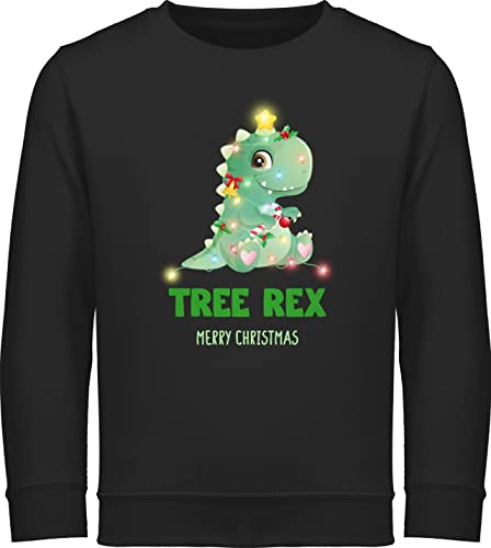 Sweatshirt Kinder Pullover für Jungen Mädchen - Weihnachten Geschenke - Tree Rex - Merry Christmas - 128 (7/8 Jahre) - Schwarz - mit weihnachtsmotiv x-.Mas Weihnachts Geschenk Frohe von Shirtracer