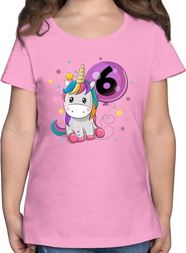 T-Shirt - 6. - Einhorn 6 Geburtstag Mädchen Kindergeburtstag 6 Jahre - 116 (5/6 Jahre) - Rosa - Zahl Tshirt Shirt sechsten t Geschenke geburtstagst-Shirt Kind Kinder Years alt Zahlen Birthday Girl von Shirtracer