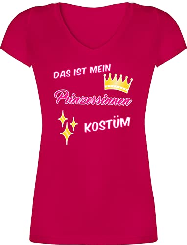 T-Shirt Damen V Ausschnitt - Karneval & Fasching - Das ist Mein Prinzessinnen Kostüm - 3XL - Fuchsia - „Fasching“ Shirt Frau t Partner verkleidung Tshirt karnevalsshirts lustiges faschingskost von Shirtracer