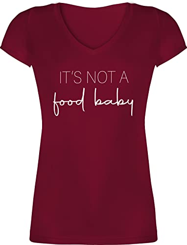 T-Shirt Damen V Ausschnitt - Schwangerschaftsverkündung - It's Not a Food Baby - XL - Bordeauxrot - schwanger nützliches für Schwangere Nachwuchs verkünden Schwangerschafts verkündung von Shirtracer