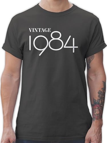 T-Shirt Herren - 40. Geburtstag - Vintage 1984 weiß - M - Dunkelgrau - 40 Geburstag männer Tshirt t Shirt 40igsten Mann 40-er Geschenke zum 40ten 40er zehnunddreissig 40ger 40th Birthday 40sten von Shirtracer