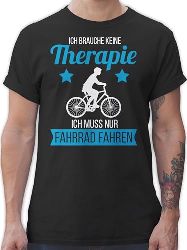 T-Shirt Herren - Bekleidung Radsport - Ich Brauche Keine Therapie ich muss nur Fahrrad Fahren weiß - L - Schwarz - Geschenke für Radfahrer Shirt Men fahrräder Tshirt fahrradsprüchen von Shirtracer