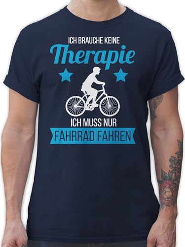 T-Shirt Herren - Bekleidung Radsport - Ich Brauche Keine Therapie ich muss nur Fahrrad Fahren weiß - XL - Navy Blau - t Shirts Shirt mit fahrradmotiv Geschenke für Radfahrer fahrradbegeisterte von Shirtracer