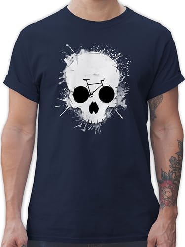 T-Shirt Herren - Bekleidung Radsport - Ride or die - Totenkopf Fahrrad - 5XL - Navy Blau - t Shirt männer Tshirt Radfahrer Tshirts Baumwoll mit fahrradmotiv Geschenk Mountainbike Herren-Shirt von Shirtracer