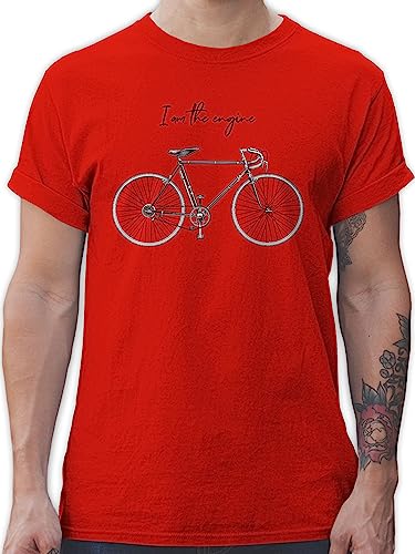 T-Shirt Herren - Fahrrad Bekleidung Radsport - I am The Engine - 4XL - Rot - Fahrradfahrer Geschenke männer Tshirt Fahrrad- i`m Shirt Geschenk Radfahrer Bekleidungs Cycle im Oberteil Herr von Shirtracer