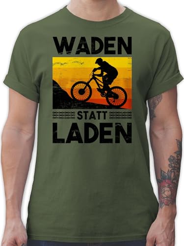 T-Shirt Herren - Fahrrad Bekleidung Radsport - Waden statt Laden Vintage - XXL - Army Grün - Geschenkideen für Radfahrer Cycle Tshirt fahhrad Mountainbike tishrt Man Shirt fahrradt-Shirt .Fahrrad von Shirtracer