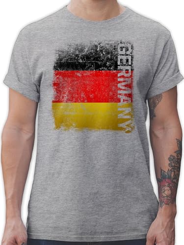 T-Shirt Herren - Fußball EM WM - Germany Vintage Flagge - 3XL - Grau meliert - Fussball Europameisterschaft 2024 Shirt männer Tshirt Fanartikel Shirts t Fan fu Ball 24 zur Fanartikel+em+2024 von Shirtracer