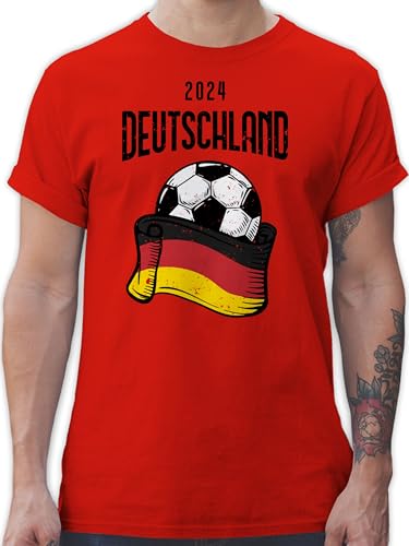 T-Shirt Herren - Fußball EM WM - Germany 2024 Deutschland - S - Rot - t Shirt Fussball Tshirt World Cup Shirts Fanartikel Europameisterschaft t-Shirts en fu Ball Trikot w m zur 24 von Shirtracer