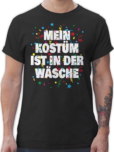 T-Shirt Herren - Karneval & Fasching - Mein Kostüm ist in der Wäsche Konfetti - 5XL - Schwarz - Faschings Shirt costüm Tshirt Tshirts straßenkarneval Outfit fasnet Kurzarm kölner Fasching, von Shirtracer