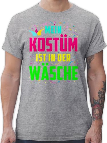 T-Shirt Herren - Karneval & Fasching - Mein zu Kostüm ist in der Wäsche - XL - Grau meliert - Tshirt Fasching- männer Shirt Carnival t Oberteil verkleidungen faschingsshirts Carnaval von Shirtracer