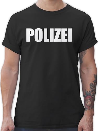 T-Shirt Herren - Karneval & Fasching - Polizei Polizeiuniform Polizist Polizeikostüm SEK Polizistin Police SWAT - L - Schwarz - fasnachts Shirts Jeck kost m Fun Shirt Karnevals Tshirt Carnival von Shirtracer