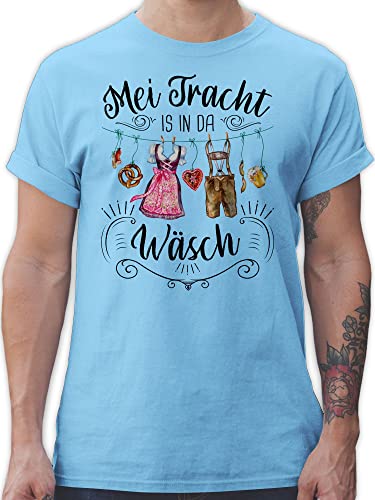 T-Shirt Herren - Kompatibel mit Oktoberfest - MEI Tracht is in da Wäsch - M - Hellblau - Bayern Trachten ersatz männer Tshirt trachtentshirt boarische Dirndl in. der wäsche Shirt von Shirtracer