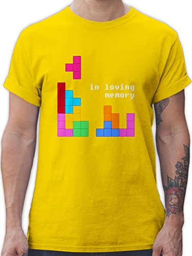 T-Shirt Herren - Nerd Geschenke - Tetris in Loving Memory - 3XL - Gelb - Shirts Tshirt zocker Geschenkideen Tshirts Gamer männer tischert zocken Geschenk Shirt Nerds t-schirt nerdige t für Mann von Shirtracer