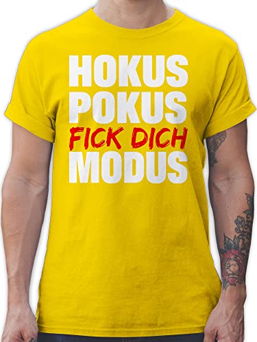 T-Shirt Herren - Sprüche Statement mit Spruch - Hokus Pokus Fick Dich Modus Rot/Weiss - 3XL - Gelb - männer Shirt Tshirt t Shirts sprüchen tischert Tshirt/Spruch t-Shirts Oberteile Mann Tshirts von Shirtracer