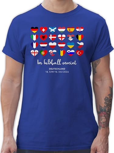 T-Shirt Herren - WM - Im Fußball vereint - Deutschland EM 2024 Länder - S - Royalblau - Fussball t Shirt fußball-Fanartikel Tshirt männer Fanartikel Shirts World Cup t-Shirts Trikot fußball-em von Shirtracer