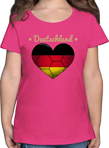 T-Shirt Mädchen - Kinder Sport Kleidung - Handballherz Deutschland - 128 (7/8 Jahre) - Fuchsia - Statement t Shirt Kind Handball Tshirt Sportshirt Germany Shirt. Outfit Shirts Tshirts Kurzarm von Shirtracer