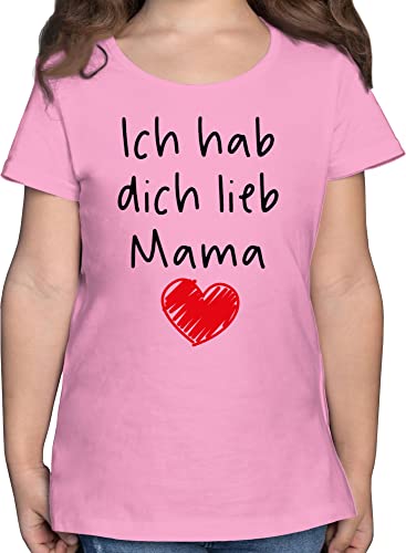 T-Shirt Mädchen - Ich hab Dich lieb Mama - 116 (5/6 Jahre) - Rosa mütter Tshirt Kind Mutter Geschenke Kinder mamatags Geschenk Mother s Day mutertagsgeschenke motherday von Shirtracer