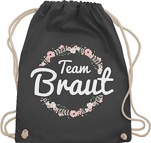 Turnbeutel Rucksack - JGA Junggesellenabschied Frauen - Team Braut Blumenkranz - Bride Crew - Unisize - Dunkelgrau - jungesellinenabschied der juterucksack jungesellinnenabschied beutel von Shirtracer