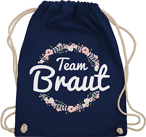 Turnbeutel Rucksack - JGA Junggesellenabschied Frauen - Team Braut Blumenkranz - Bride Crew - Unisize - Navy Blau - braut-party stoffbeutel tasche jungesellinnenabschied frau outfit von Shirtracer