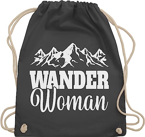 Turnbeutel Rucksack - Wander Woman - Unisize - Dunkelgrau - für bergliebhaber sporttasche wandergeschenk wandern damen bag wandergadges berg sportrucksack wandergeschenke wanderwomen von Shirtracer