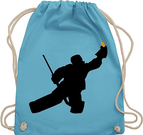 Turnbeutel Rucksack - Towart Eishockey Eishockeytorwart - Unisize - Hellblau - stoffbeutel kinder baumwolle stoff kinderturnbeutel icehockey hockey tasche sport torwart stoffsackerl geschenk ice von Shirtracer