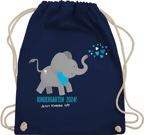 Shirtracer Turnbeutel Rucksack - Hallo - Taschen - Kindergarten 2024 süßer Elefant - Unisize - Navy Blau - kindergartenrucksack kita start geschenk kindergartenkind stoffbeutel kind von Shirtracer